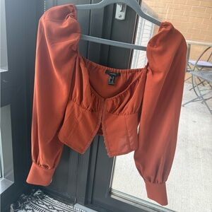 🤍3/$15 Forever 21 Orange Ruched Crop Blouse